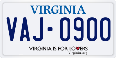 VA license plate VAJ0900