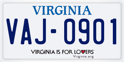 VA license plate VAJ0901