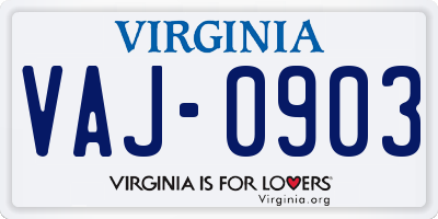VA license plate VAJ0903