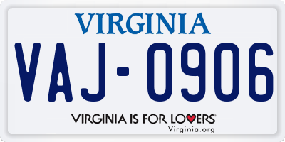 VA license plate VAJ0906