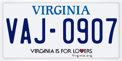 VA license plate VAJ0907