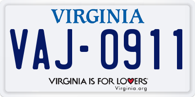 VA license plate VAJ0911