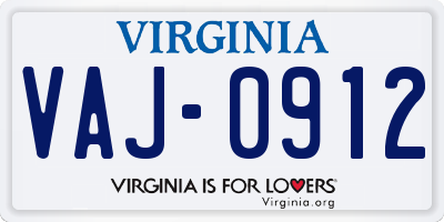 VA license plate VAJ0912
