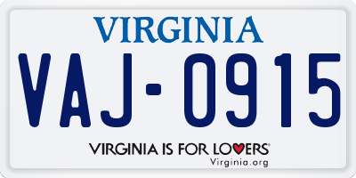VA license plate VAJ0915