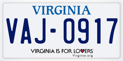 VA license plate VAJ0917