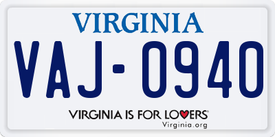 VA license plate VAJ0940