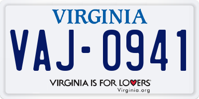 VA license plate VAJ0941