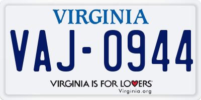 VA license plate VAJ0944