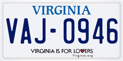 VA license plate VAJ0946