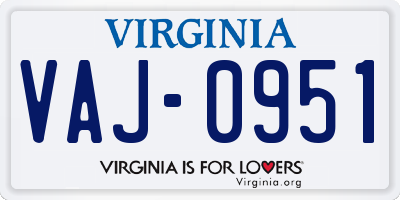 VA license plate VAJ0951