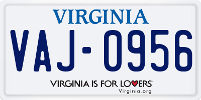 VA license plate VAJ0956