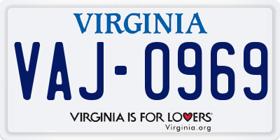 VA license plate VAJ0969
