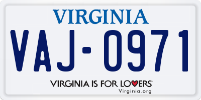 VA license plate VAJ0971