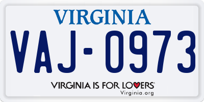 VA license plate VAJ0973