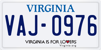 VA license plate VAJ0976