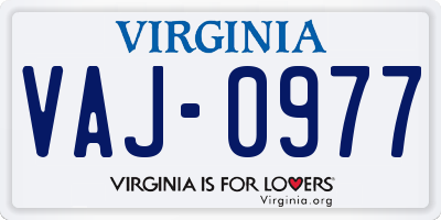VA license plate VAJ0977