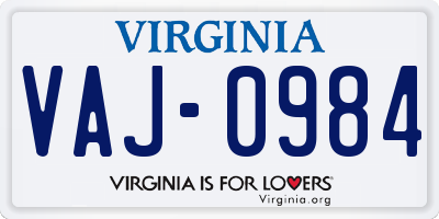 VA license plate VAJ0984