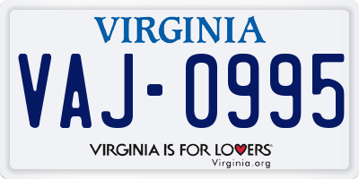 VA license plate VAJ0995