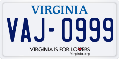 VA license plate VAJ0999