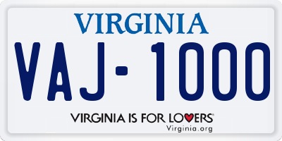 VA license plate VAJ1000