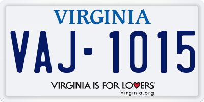 VA license plate VAJ1015