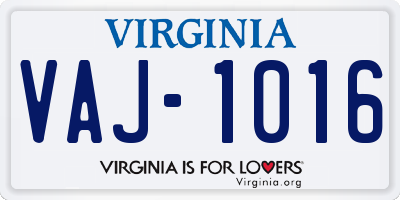 VA license plate VAJ1016