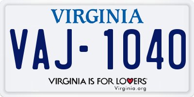 VA license plate VAJ1040