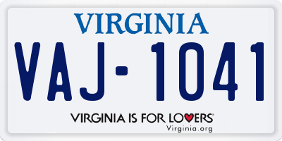 VA license plate VAJ1041