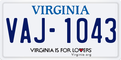 VA license plate VAJ1043