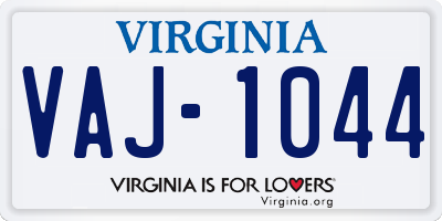 VA license plate VAJ1044