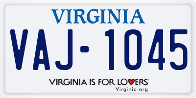 VA license plate VAJ1045
