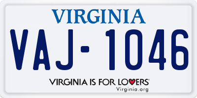 VA license plate VAJ1046