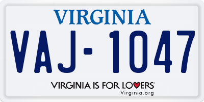 VA license plate VAJ1047