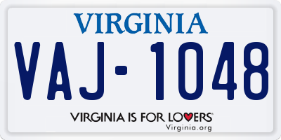 VA license plate VAJ1048