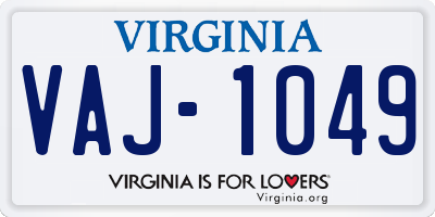 VA license plate VAJ1049