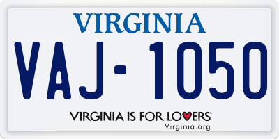 VA license plate VAJ1050