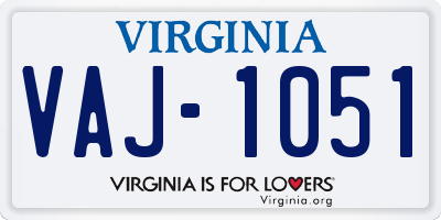 VA license plate VAJ1051