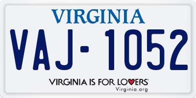 VA license plate VAJ1052