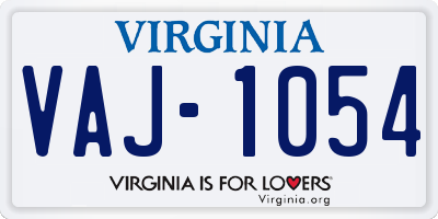 VA license plate VAJ1054