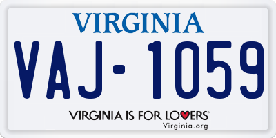 VA license plate VAJ1059