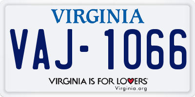 VA license plate VAJ1066