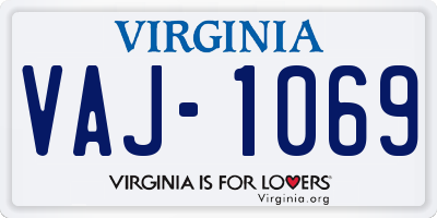 VA license plate VAJ1069