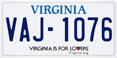 VA license plate VAJ1076