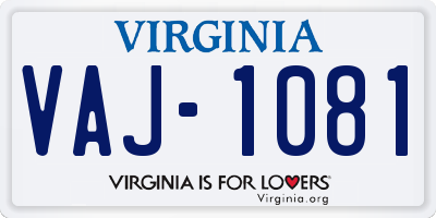 VA license plate VAJ1081