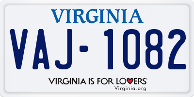 VA license plate VAJ1082