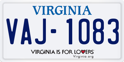 VA license plate VAJ1083