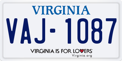 VA license plate VAJ1087