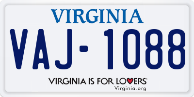 VA license plate VAJ1088