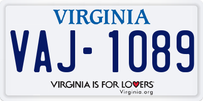 VA license plate VAJ1089