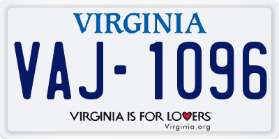 VA license plate VAJ1096